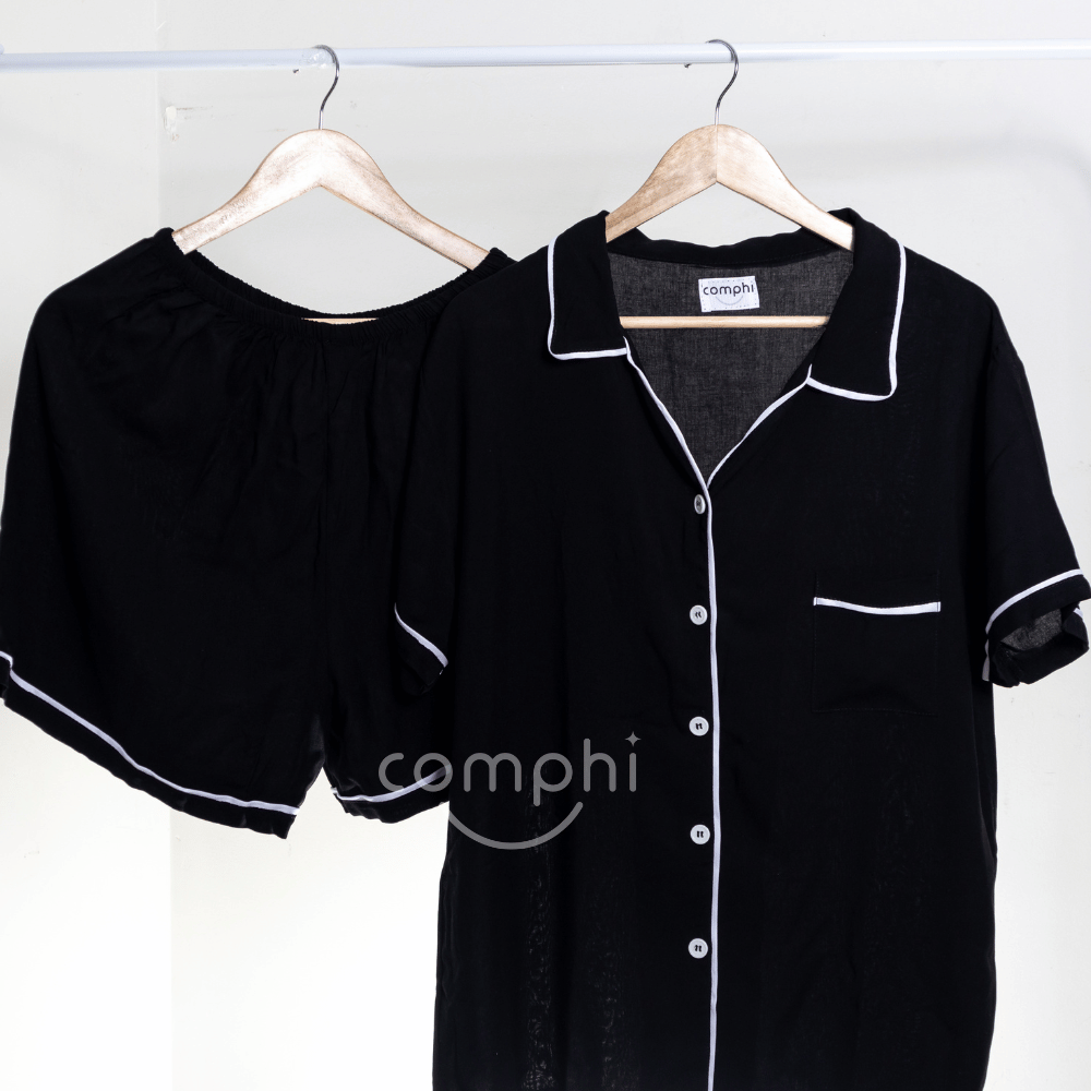 Comphi Pajama Short Set - Black